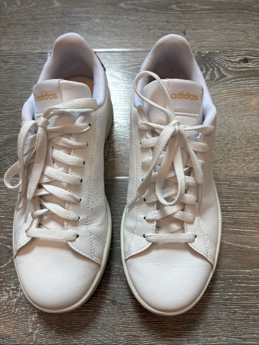 adidas White Sneakers with Yellow Logo and Leopard Accents